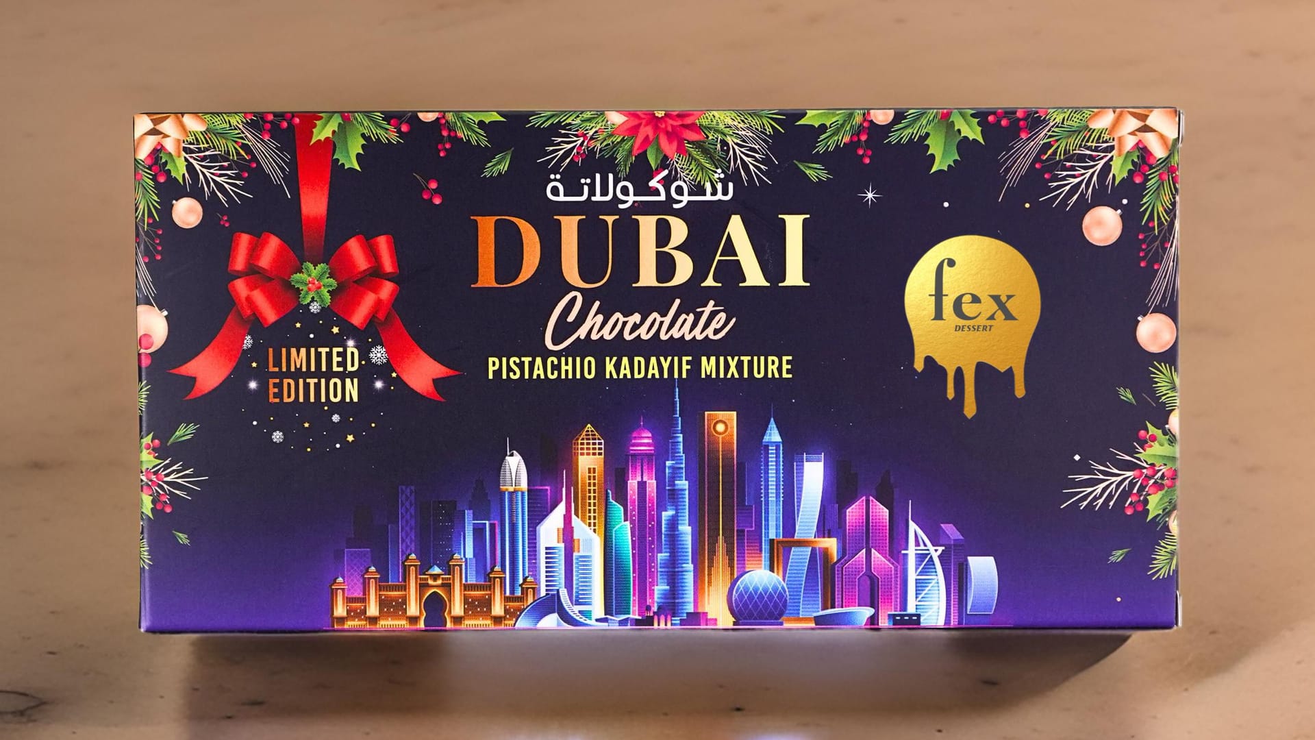 Eine Tafel der limitierten Weihnachtsauflage Dubai-Schokolade: Neben München wird es diese nur in drei weiteren Städten geben.