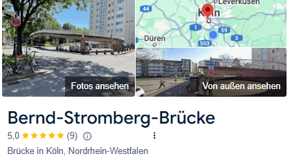 Ausschließlich positive Bewertungen: die Bernd-Stromberg-Brücke in Köln.