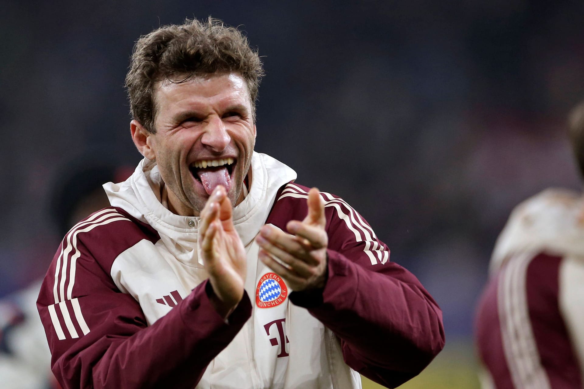 Thomas Müller: Der Bayern-Star war nach dem Sieg gegen Donezk zu Späßen aufgelegt.