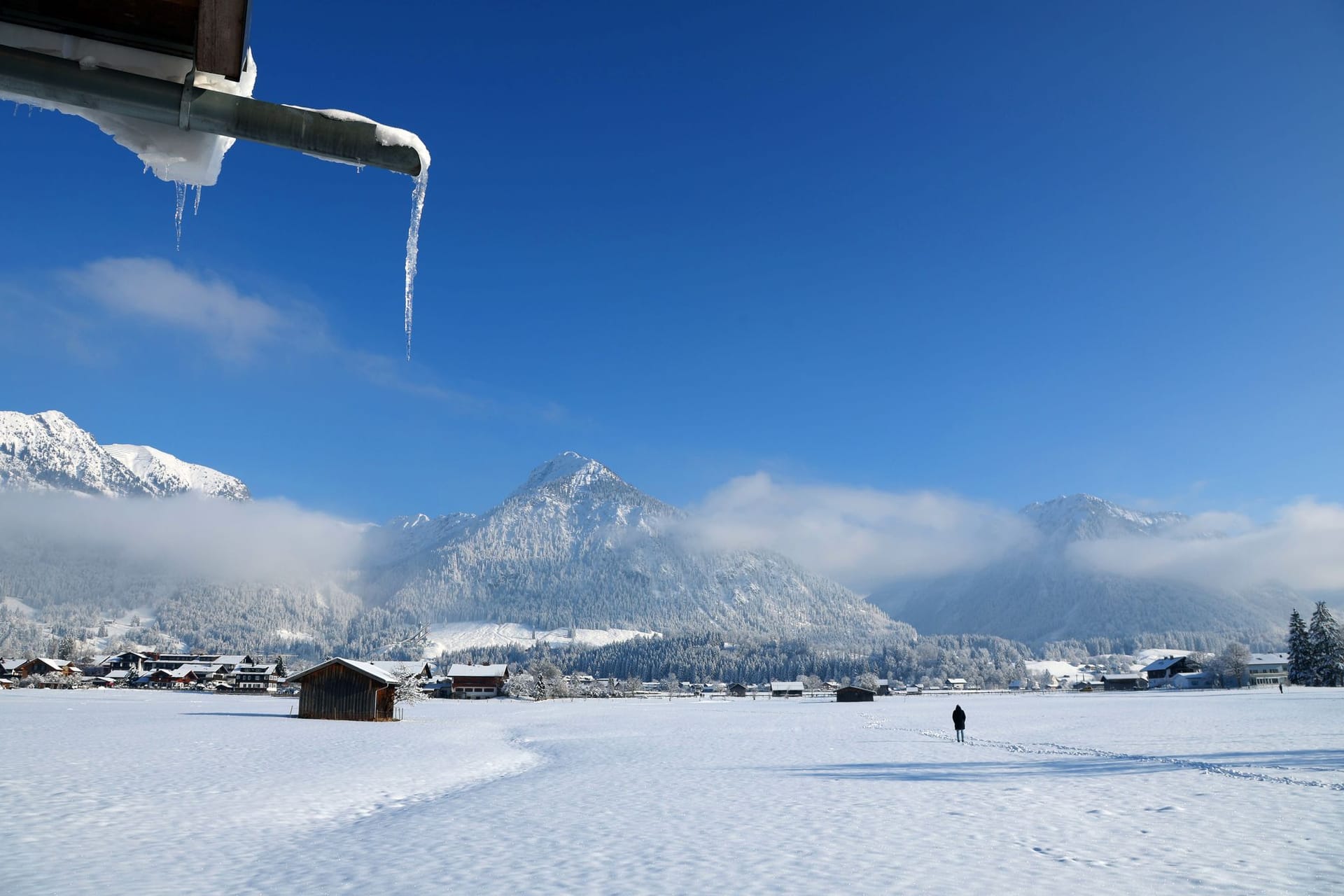 Sonne und Schnee in den Bayerischen Alpen