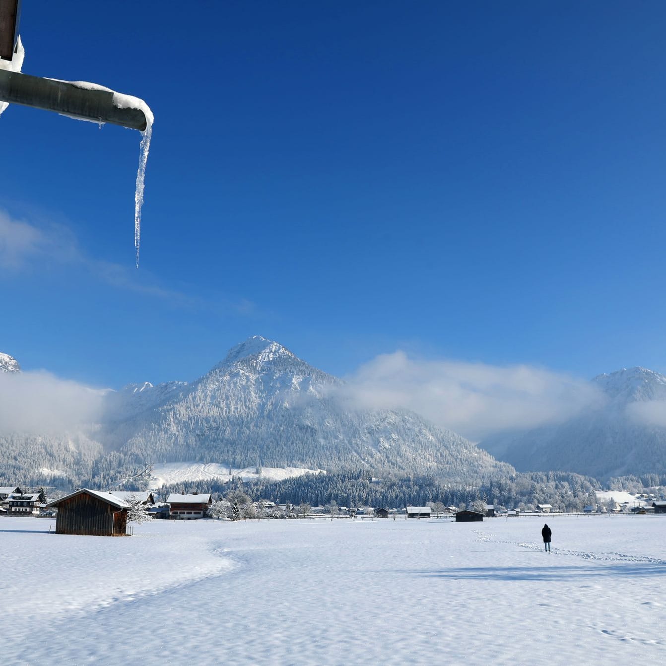 Sonne und Schnee in den Bayerischen Alpen