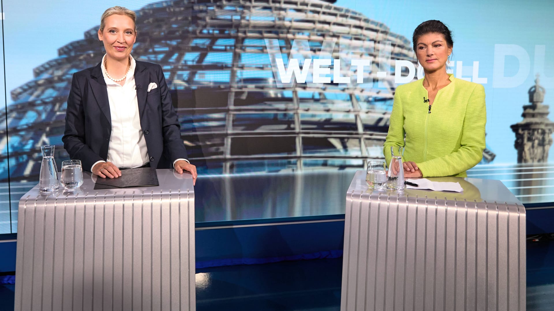 Die Chefinnen von AfD und BSW: Alice Weidel (l.) und Sahra Wagenknecht sind in Hamburg mit ihren Parteien nicht sehr erfolgreich.