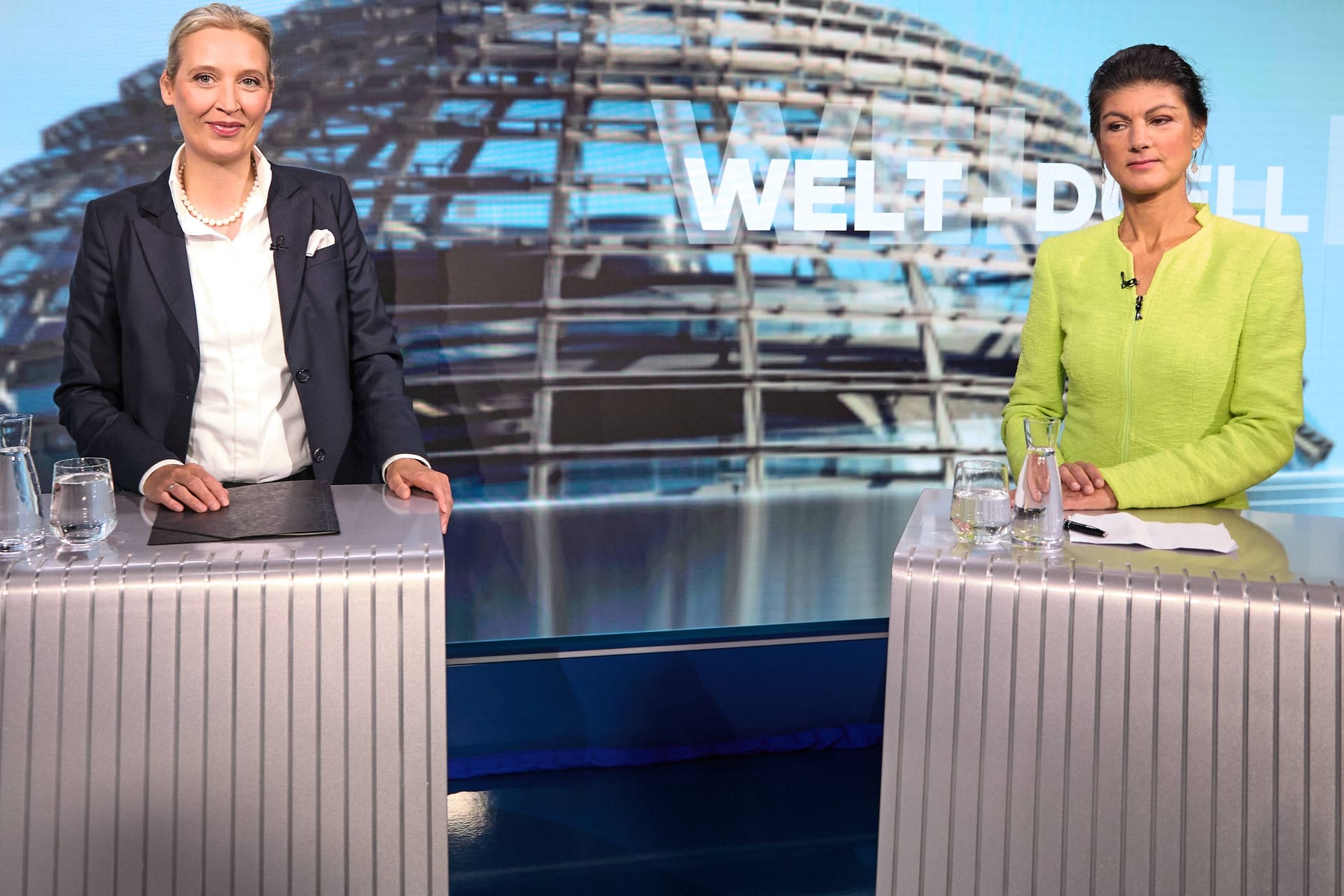 Die Chefinnen von AfD und BSW: Alice Weidel (l.) und Sahra Wagenknecht sind in Hamburg mit ihren Parteien nicht sehr erfolgreich.