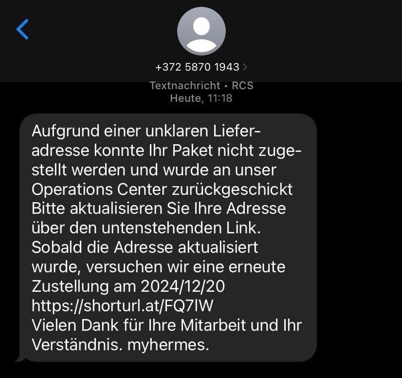 Die Verbraucherzentrale warnt vor betrügerischen SMS von angeblichen Paketdienstleistern: Klicken Sie auf keinen Fall auf den angegebenen Link.