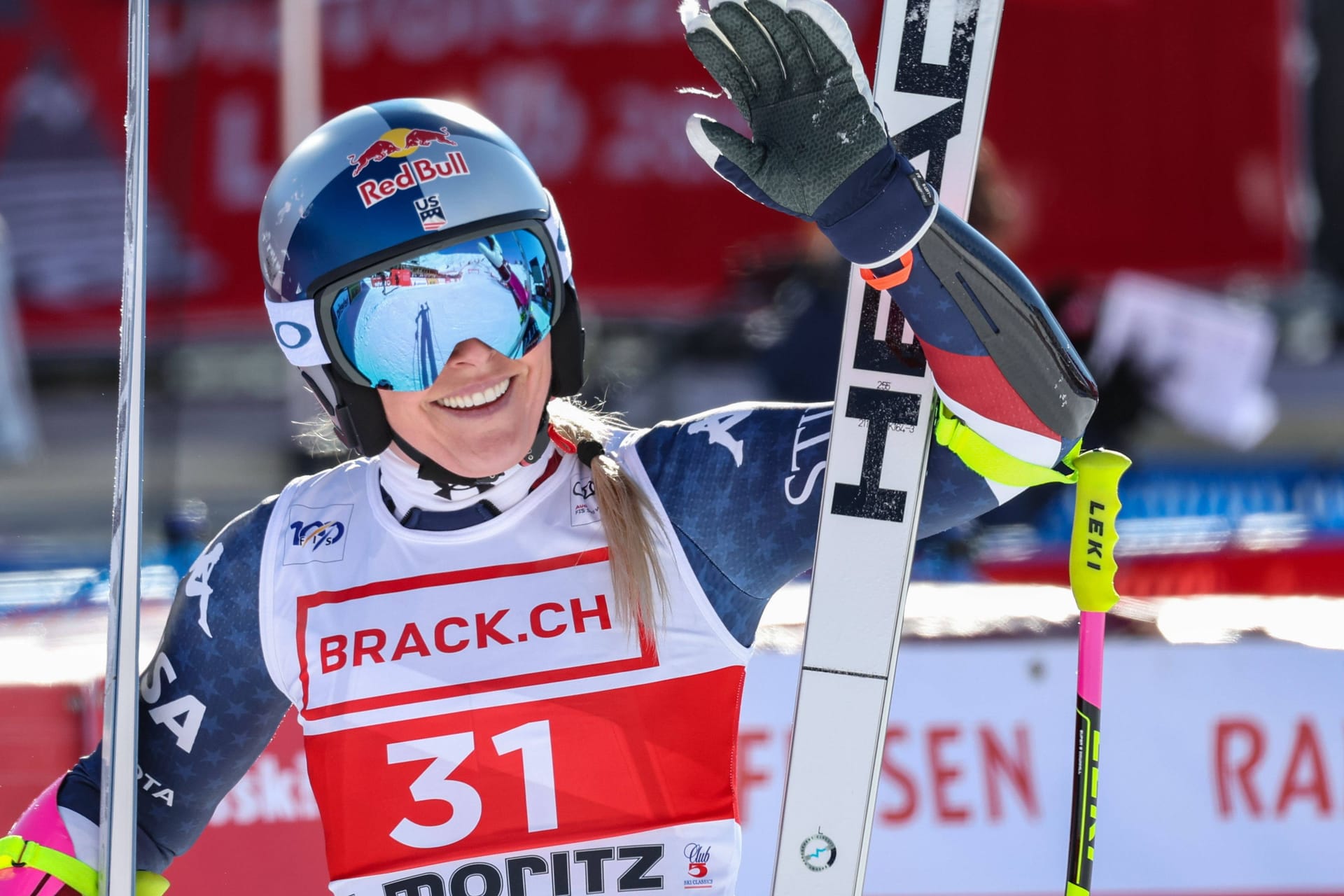 Lindsey Vonn: Sie strahlte bei der Zieleinfahrt.