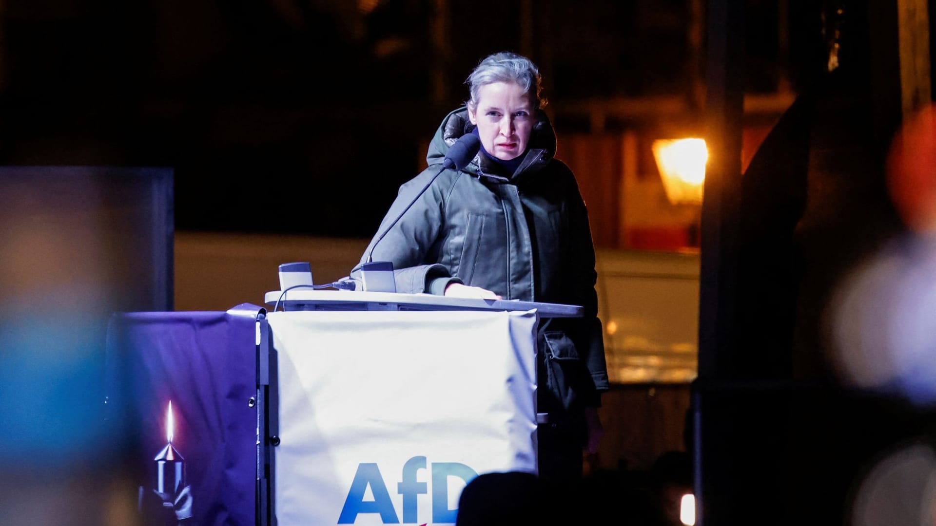 Alice Weidel in Magdeburg: Die AfD-Chefin tritt bei einer Kundgebung ihrer Partei auf.