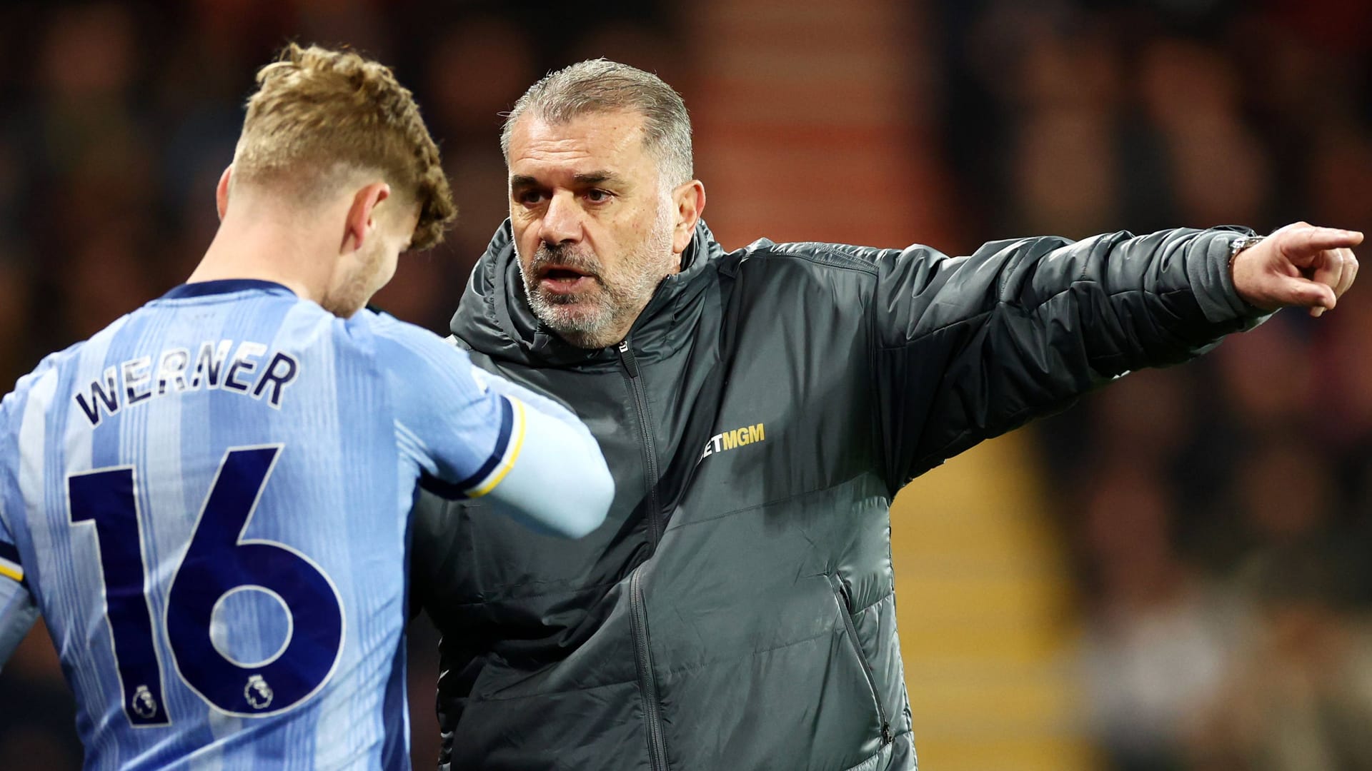 Timo Werner (l.) und Ange Postecoglou: Der deutsche Profi durchlebt derzeit schwere Zeiten.