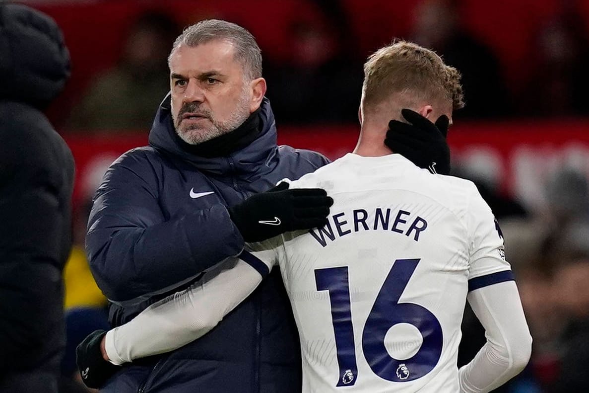 Ange Postecoglou und Timo Werner (r.): Der Nationalspieler ist von RB Leipzig ausgeliehen.