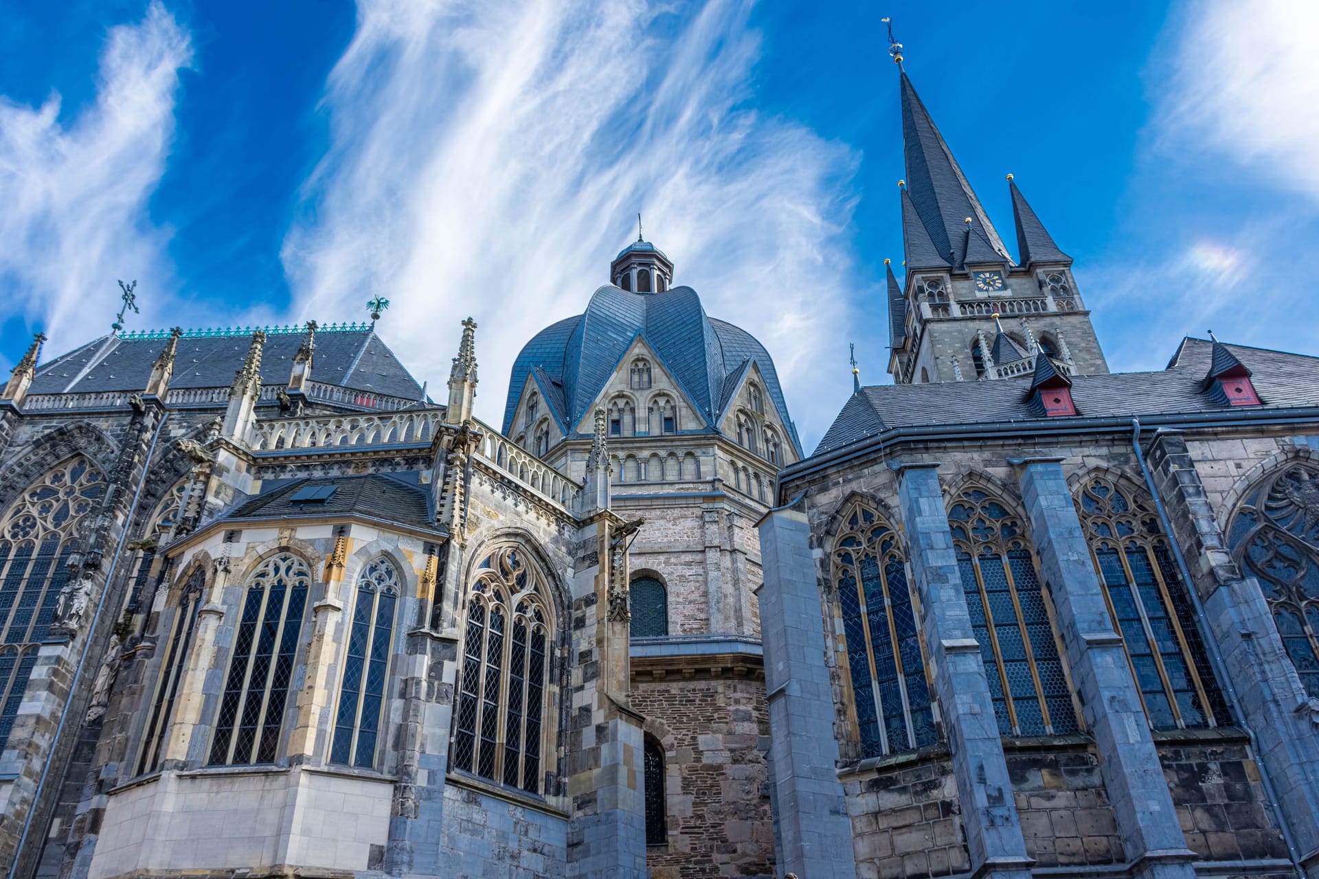 view of Aachen Cathedral exterior in Germany