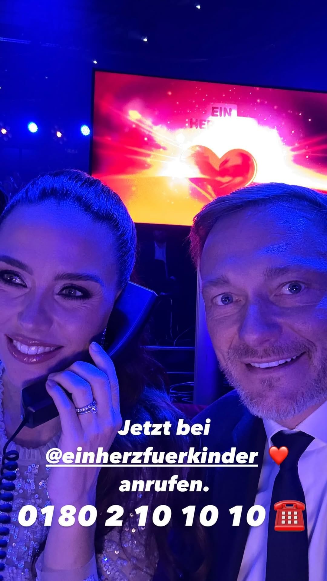 Franca Lehfeldt und Christian Lindner sammelten Spenden bei der "Ein Herz für Kinder"-Gala.