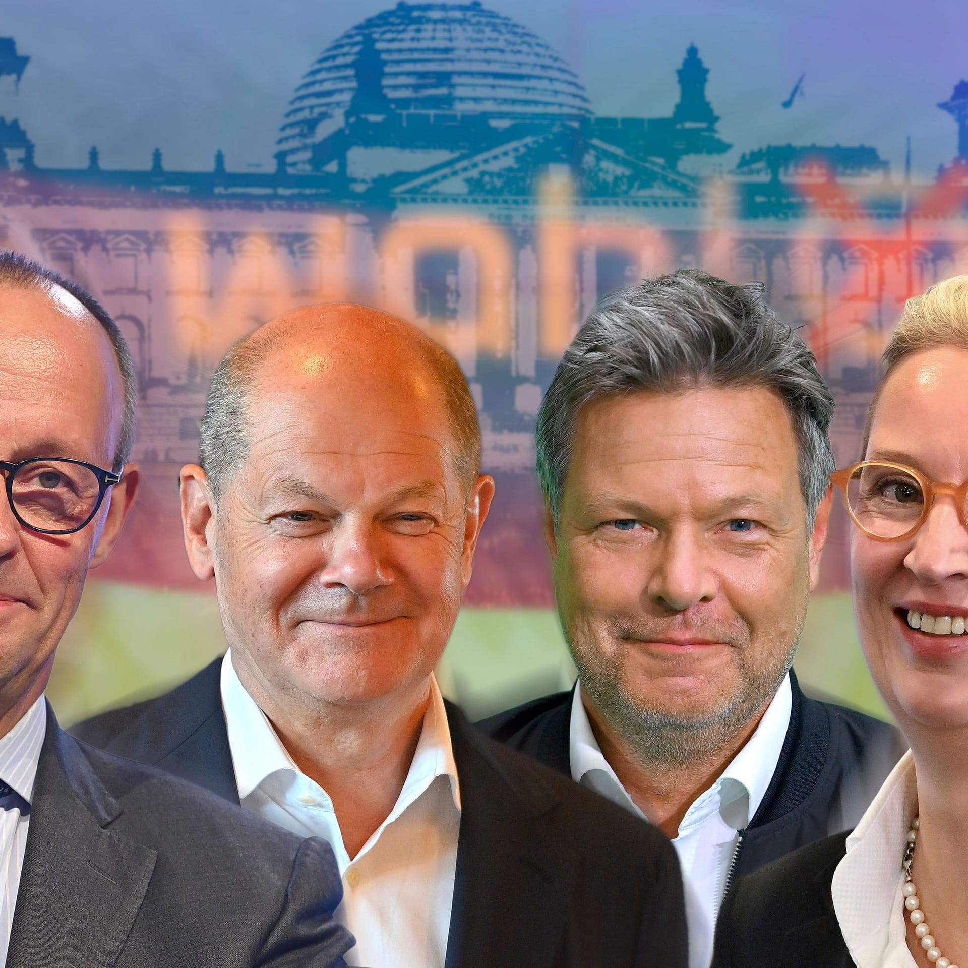 Friedrich Merz (CSU), Olaf Scholz (SPD), Robert Habeck (Die Grünen) und Alice Weidel (AfD): Wird ein TV-Duell mit allen vier Kanzlerkandidaten stattfinden?