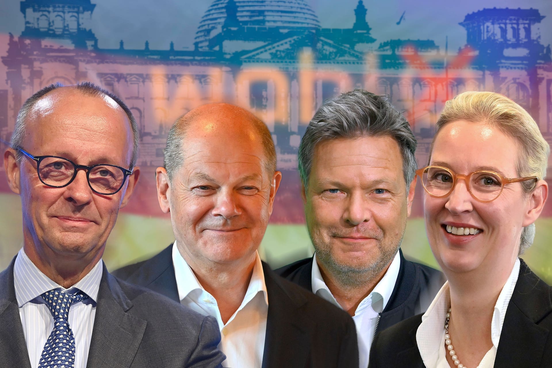 Friedrich Merz (CSU), Olaf Scholz (SPD), Robert Habeck (Die Grünen) und Alice Weidel (AfD): Wird ein TV-Duell mit allen vier Kanzlerkandidaten stattfinden?