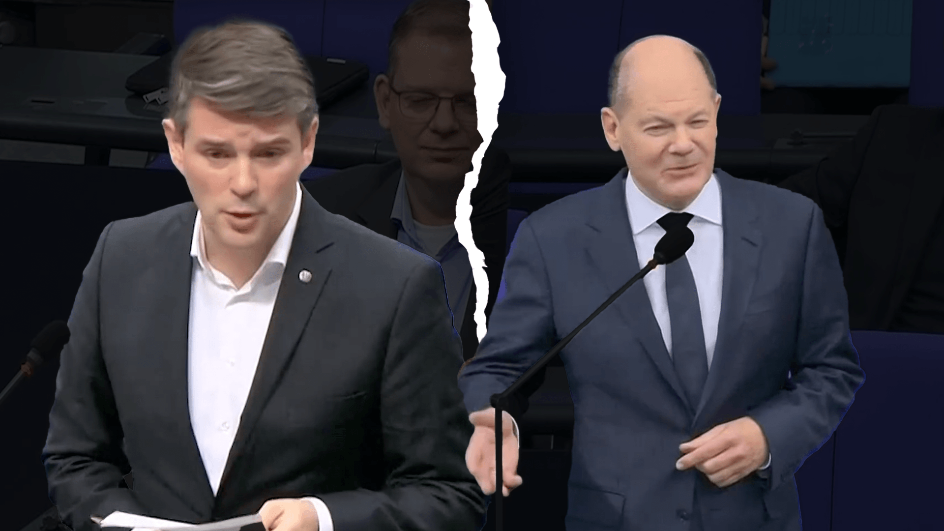 FDP-Politiker Marcus Faber und Olaf Scholz bei der Regierungsbefragung im Bundestag.