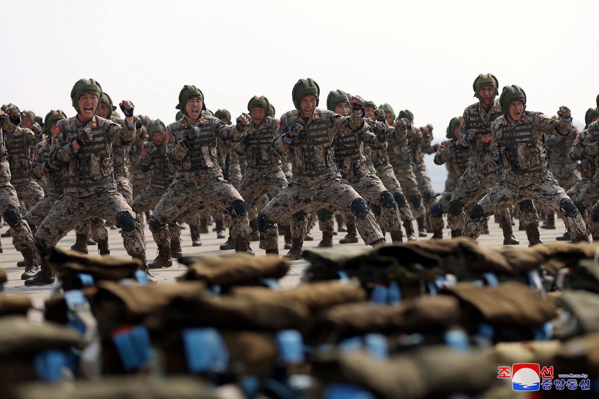 Mitglieder einer nordkoreanischen Armeeeinheit bei der Ausbildung im März 2024.