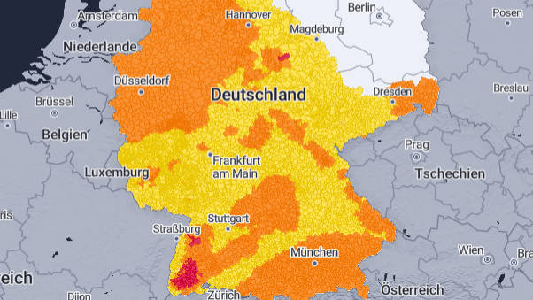 Die Unwetterkarte Deutschlands: Diverse Wetterphänomene sorgen für Gefahr.