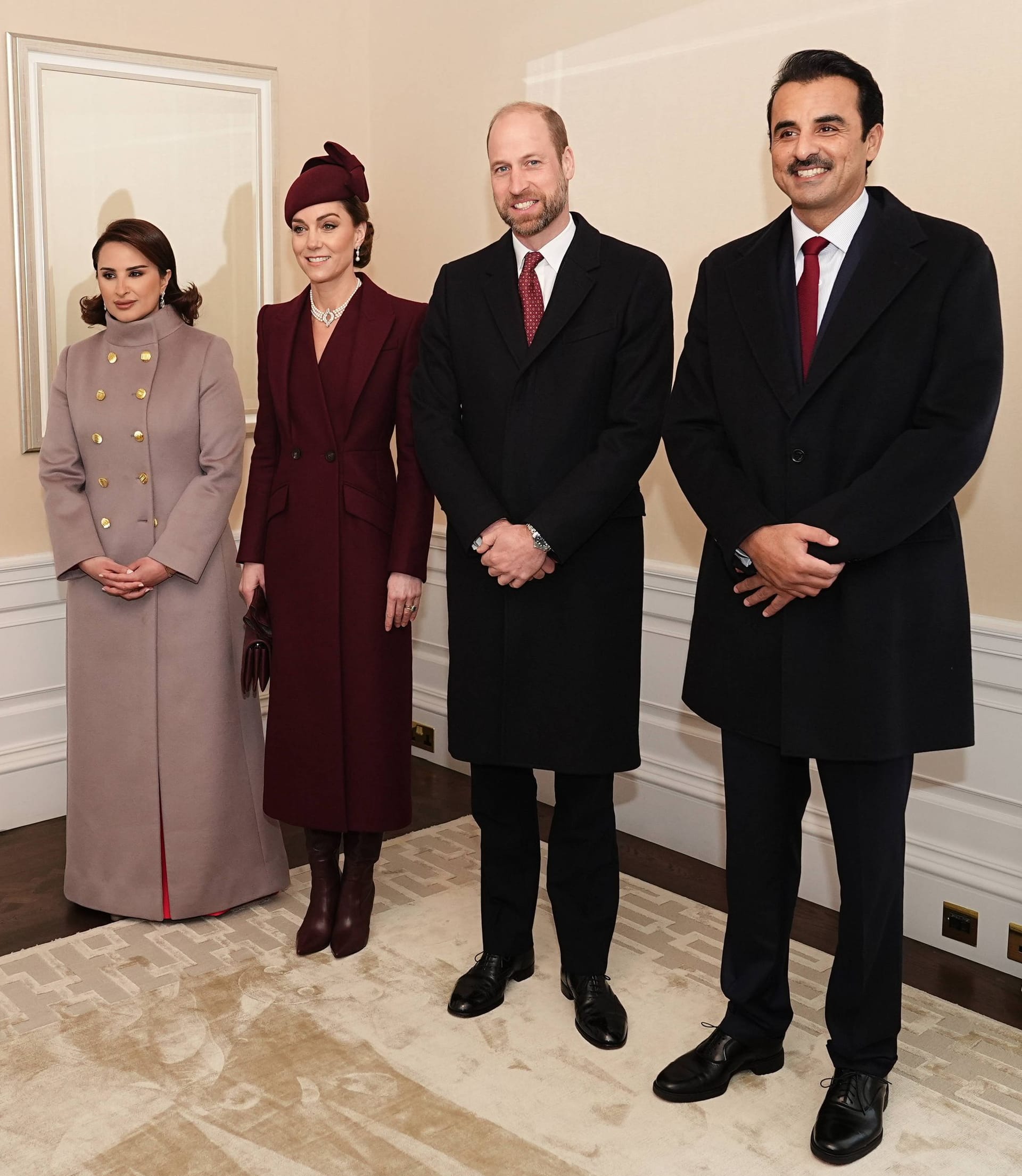 Scheicha Jawaher bint Hamad bin Suhaim Al Thani, Prinzessin Kate, Prinz William und Tamim bin Hamad Al Thani: Die britischen Royals empfingen den Emir von Katar und seine Ehefrau im Vereinigten Königreich.