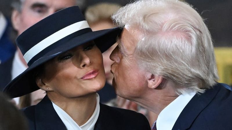 Melania und Donald Trump: Sie gaben sich einen Luftkuss.