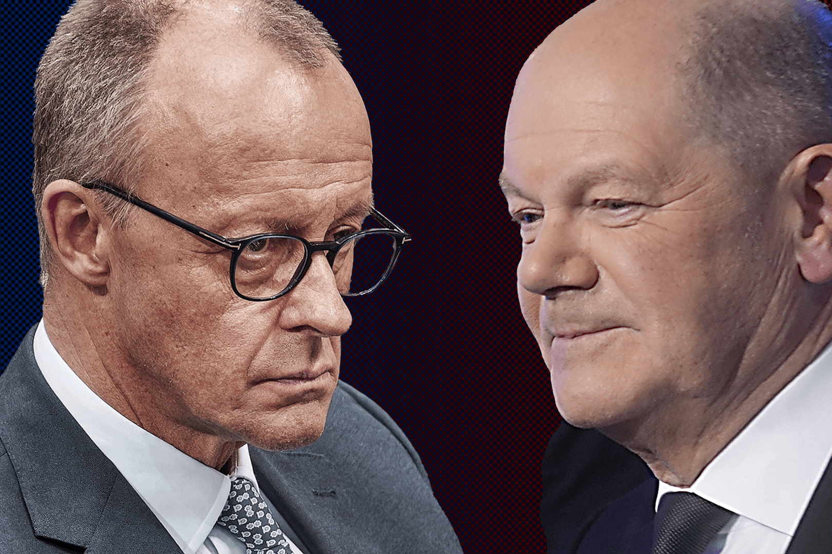 Friedrich Merz (l.) und Olaf Scholz: Der eine will den anderen als Kanzler ablösen.