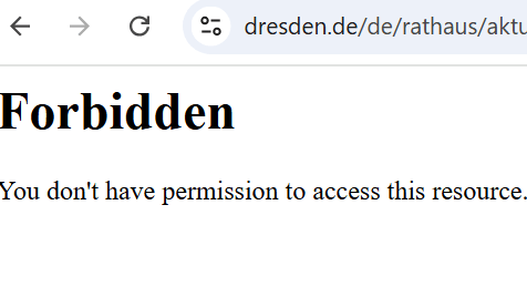 Wer sich am Donnerstag über die Entschärfung infromieren wollte, landete auf dieser Fehlerseite: Error 403 – zu Deutsch: die Seite ist überlastet.