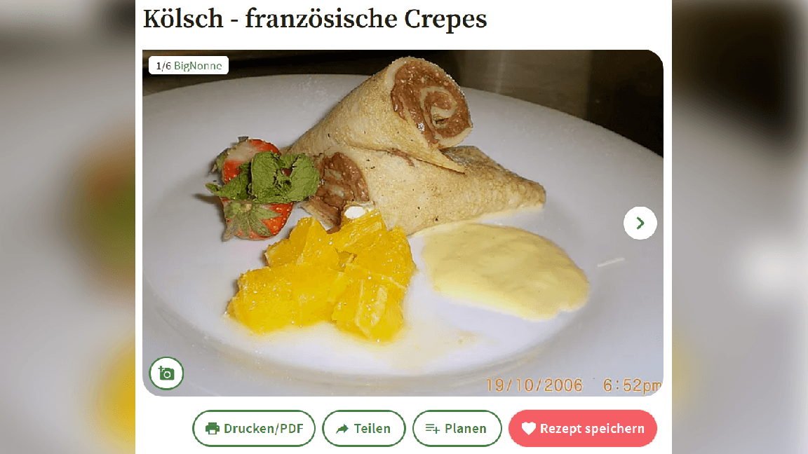 Gefüllte Crêpes mit Pudding und Obst: Auch süße Klassiker werden auf Kölsch übersetzt.