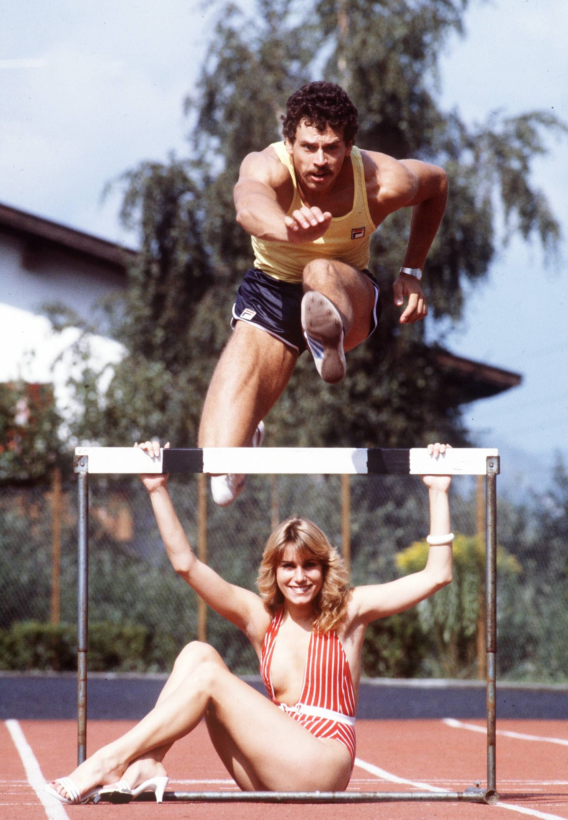 Jürgen Hingsen und Jeannie Purcell 1982 bei einem Fototermin