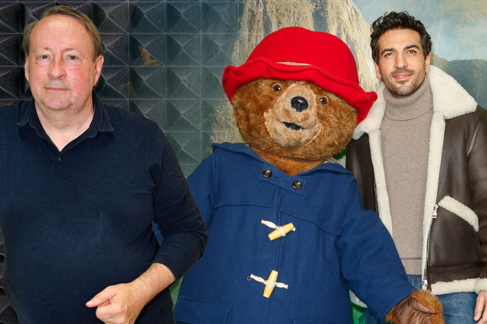 Sven Plate (l.): Der Synchronsprecher besuchte die Deutschlandpremiere des Films "Paddington in Peru", in dem Elyas M'Barek (r.) die Hauptrolle spricht.