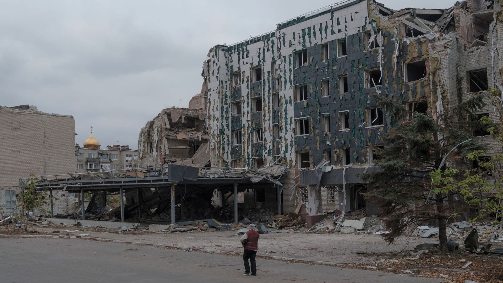 Zerstörte Stadt Pokrowsk in der Ostukraine