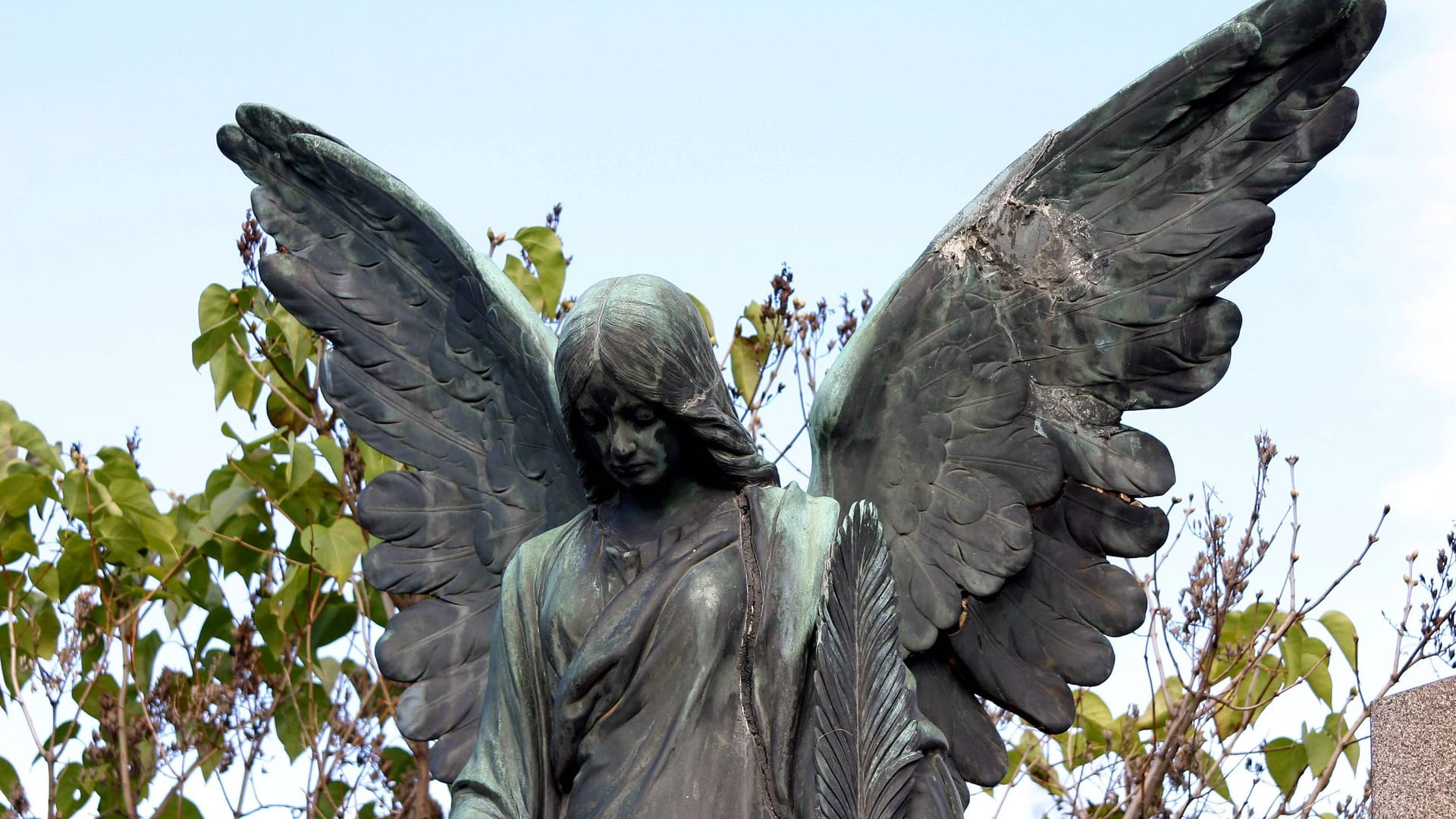 Engelsskulptur auf dem Hernalser Friedhof in Wien (Archivbild): Der Friedhofsmitarbeiter starb noch am Unglücksort.