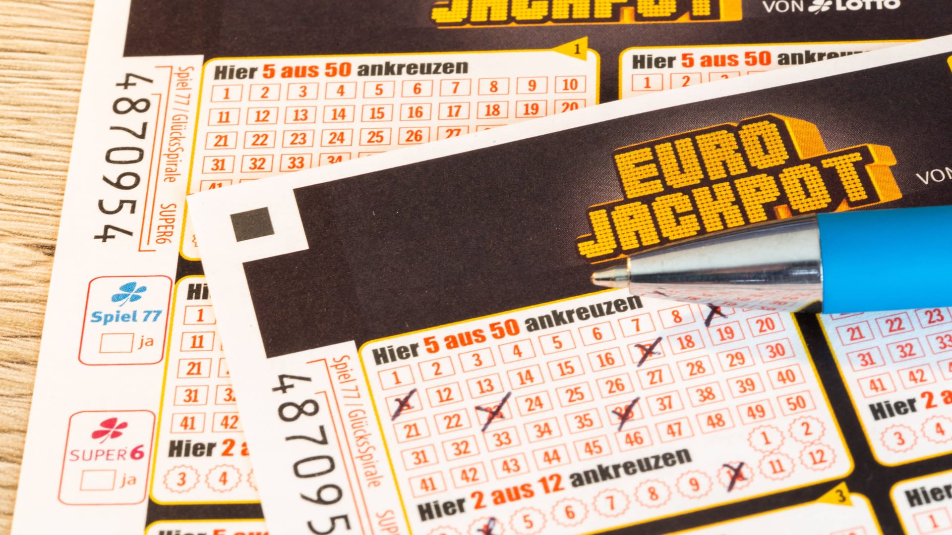 Eurojackpot: Nahaufnahme von einem Spielschein. (Spielschein)