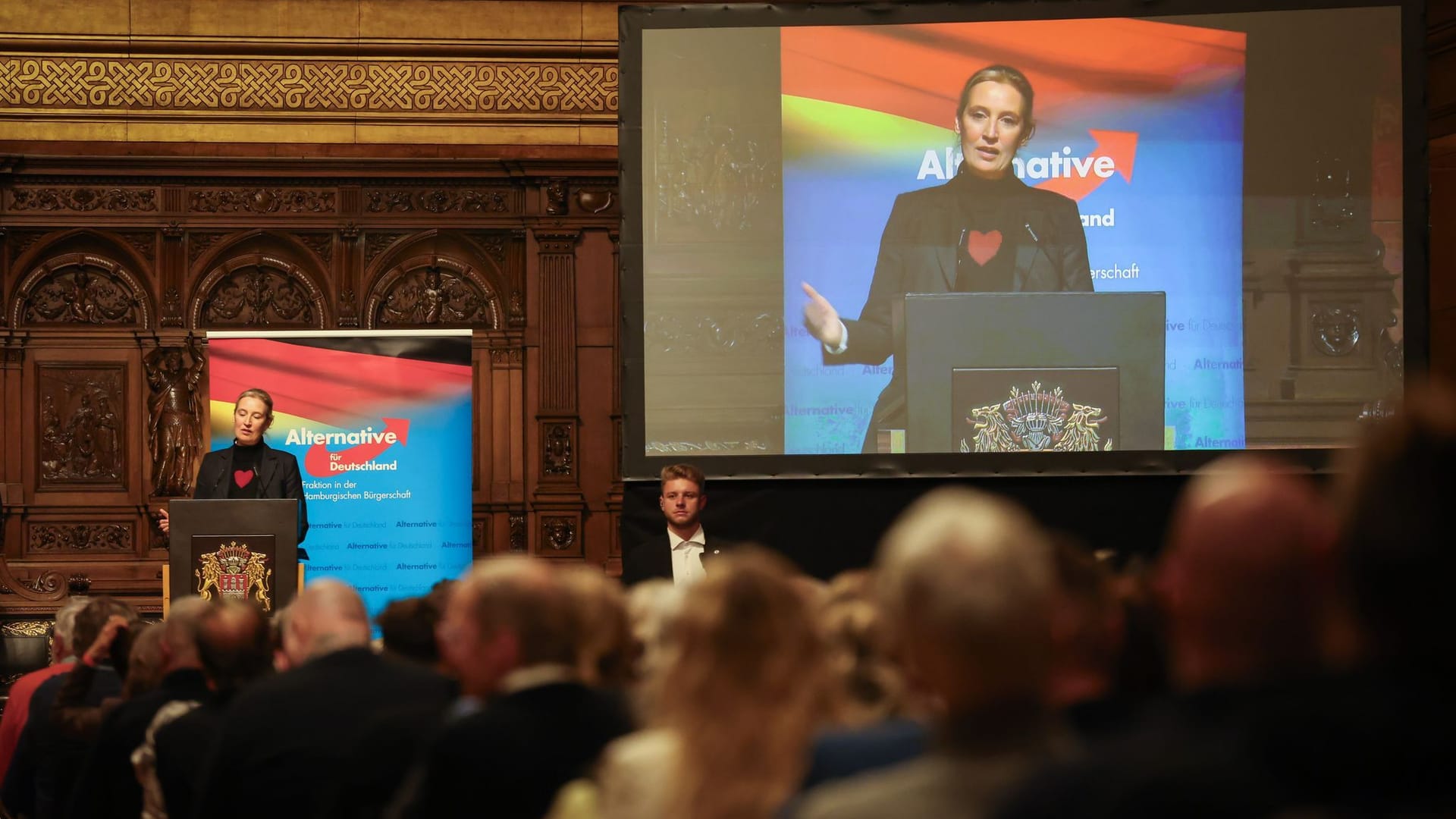 Allein im Großen Festsaal des Rathauses verfolgten rund 850 Personen den Auftritt von Alice Weidel.