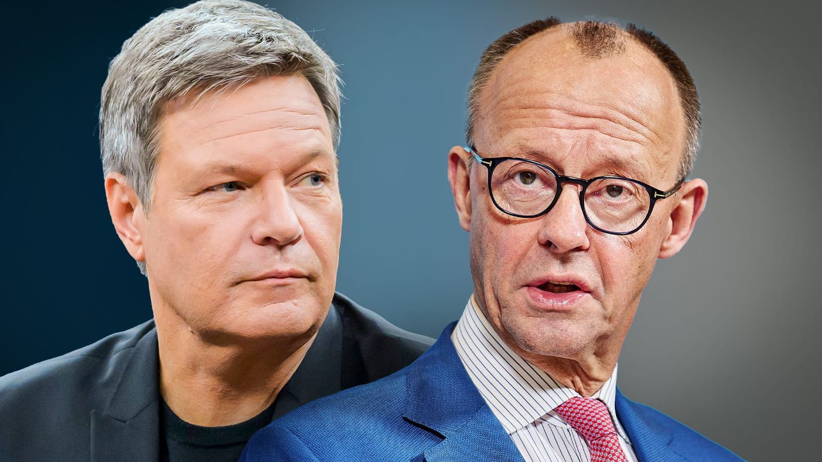 Die Kanzlerkandidaten Robert Habeck (Grüne) und Friedrich Merz (CDU): Wer dem anderen "Ideologie" vorwirft, ist ahnungslos oder veräppelt den Wähler.