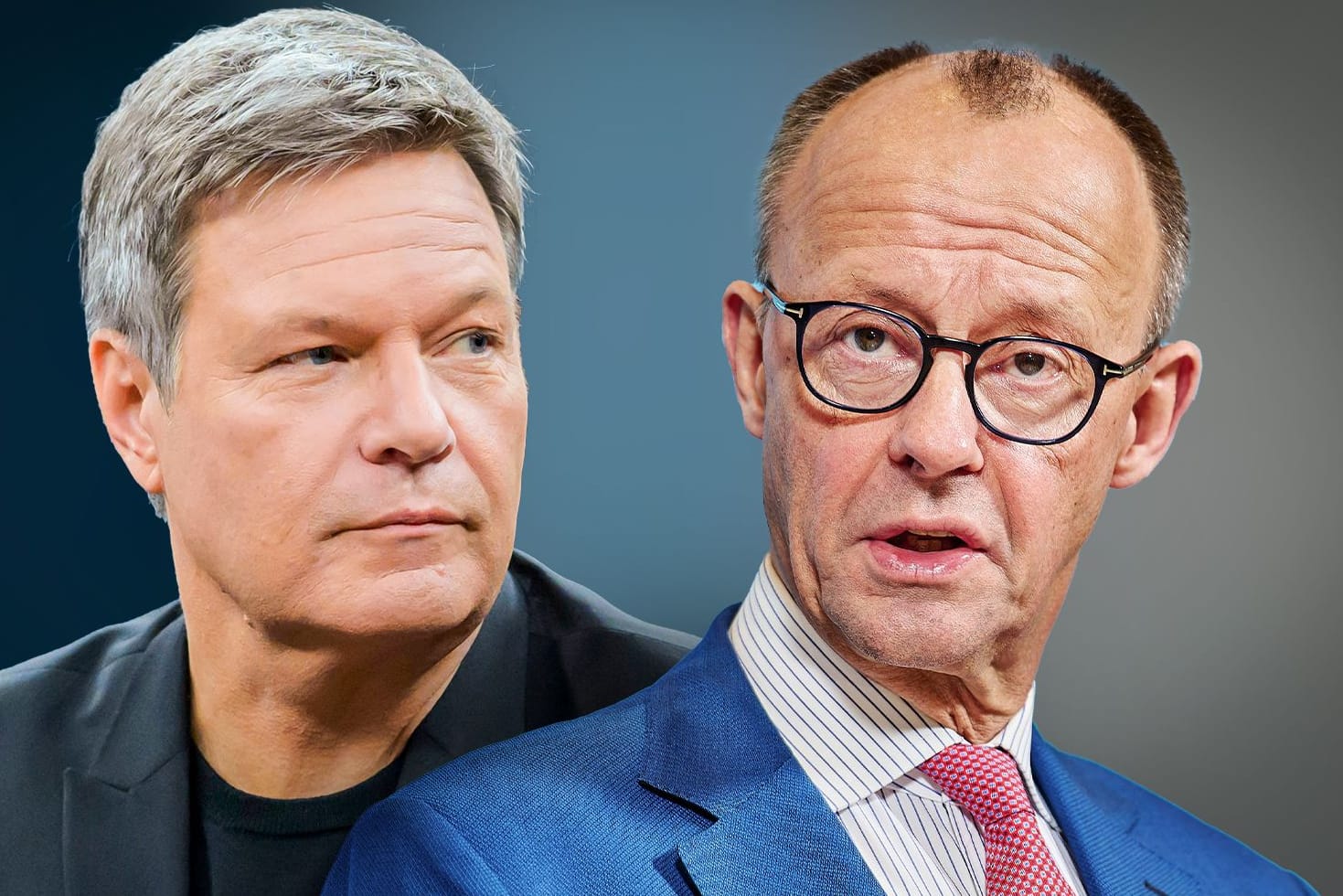 Die Kanzlerkandidaten Robert Habeck (Grüne) und Friedrich Merz (CDU): Wer dem anderen "Ideologie" vorwirft, ist ahnungslos oder veräppelt den Wähler.