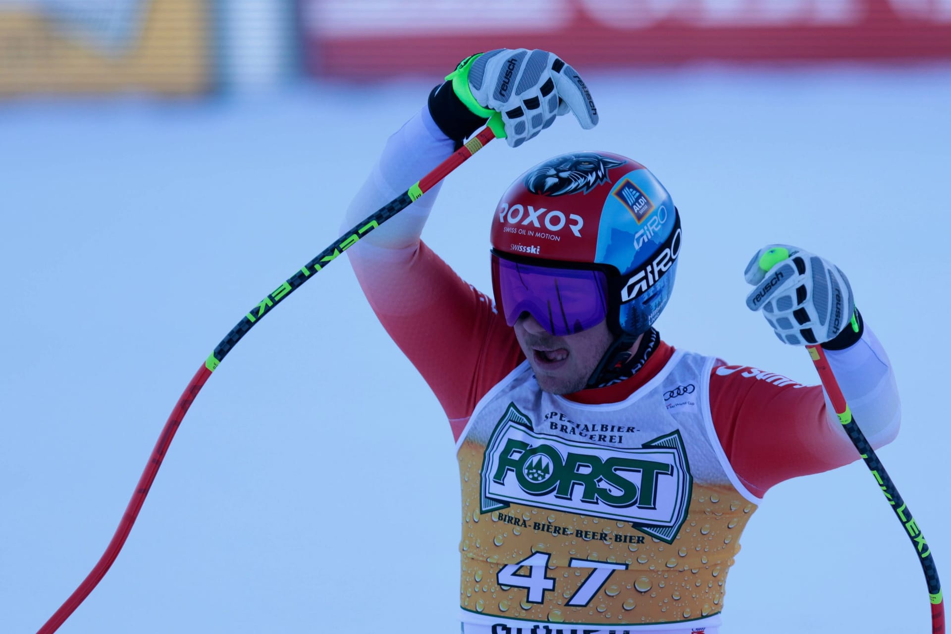 Livio Hiltbrand: Der Schweizer machte in Val Gardena die Schwingerkranz-Geste.