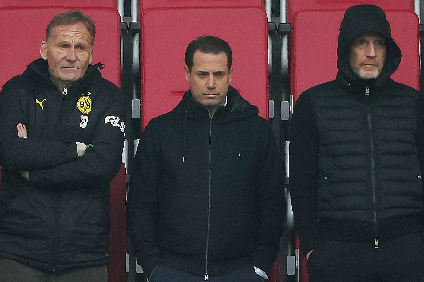 BVB-Führung um Watzke, Ricken, Sammer (v. li.): Sorge um die eigenen Positionen?