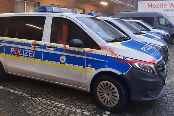 Beschmierte Wagen der Bundespolizei: Die Beschuldigte wurde geschnappt.