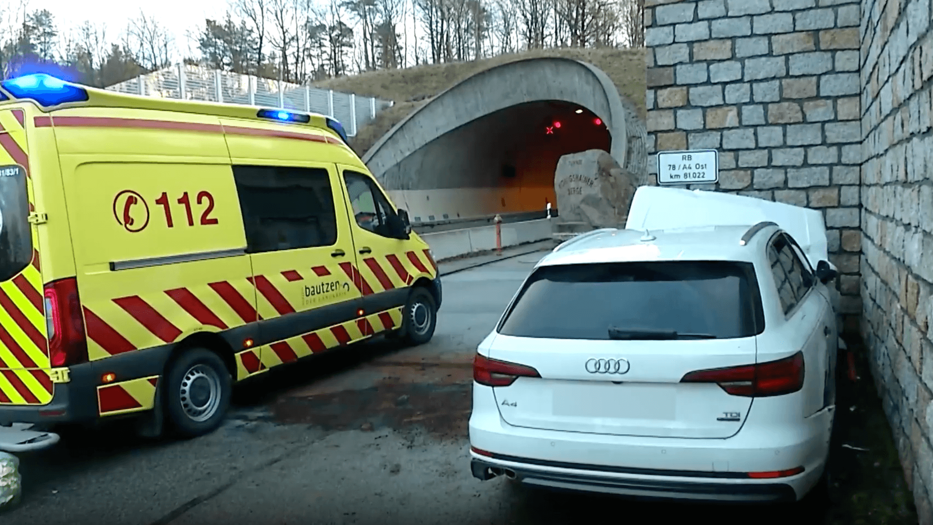 Unfall nach Verfolgungsjagd auf der Autobahn in der Nähe von Görtlitz