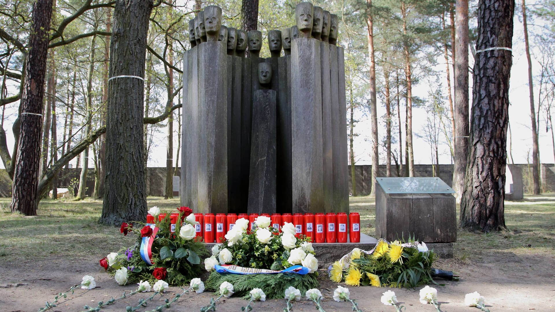 Kränze und Blumen an der Gedenkstätte in Sachsenhausen (Archivbild): Nicht alle Parteien werden bei der Gedenkfeier vertreten sein.