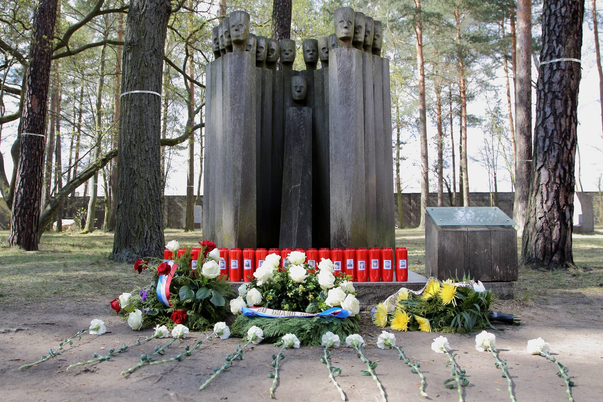 Kränze und Blumen an der Gedenkstätte in Sachsenhausen (Archivbild): Nicht alle Parteien werden bei der Gedenkfeier vertreten sein.