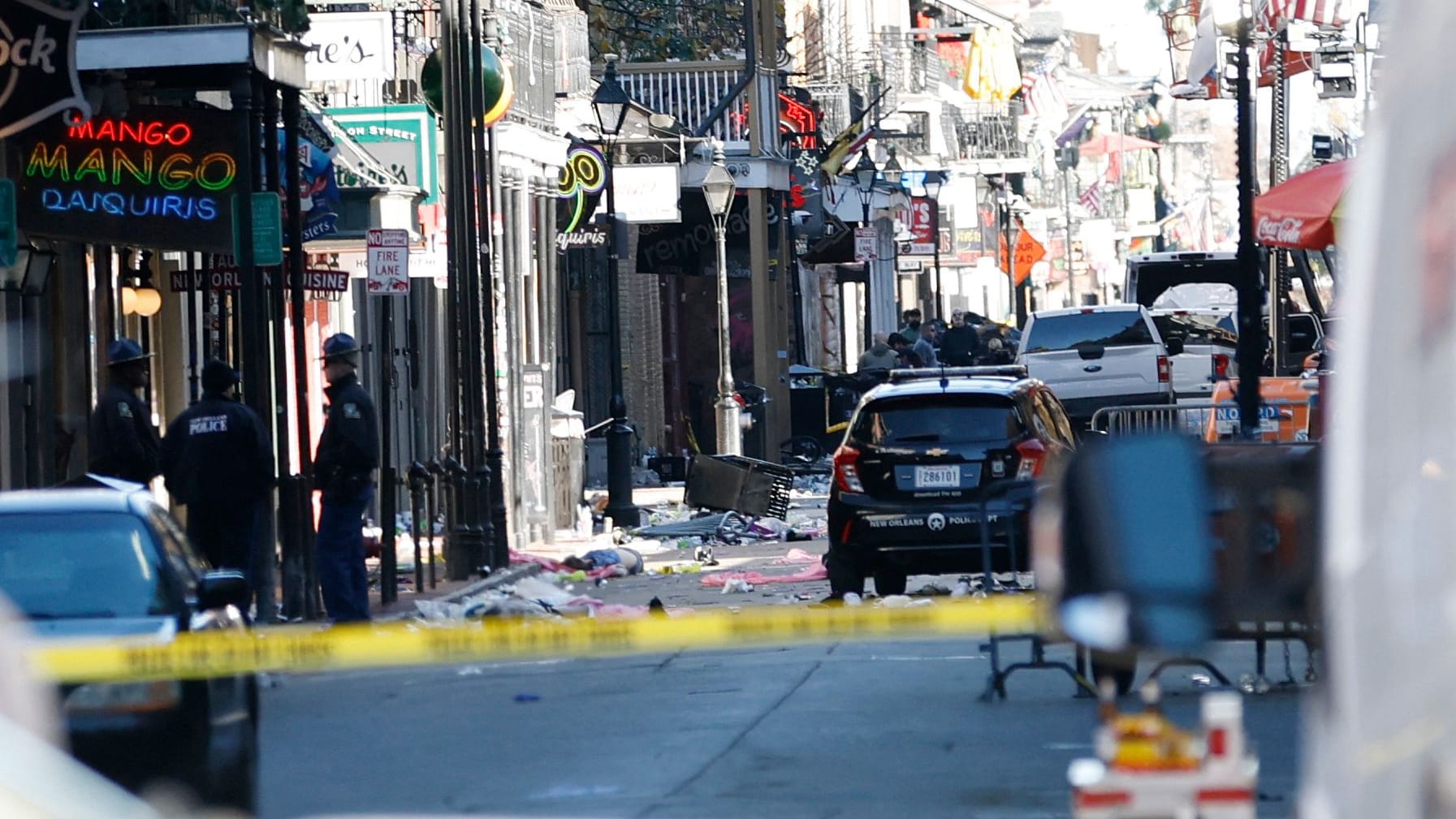 Der Anschlagsort an New Orleans Bourke Street am Morgen nach dem Anschlag.