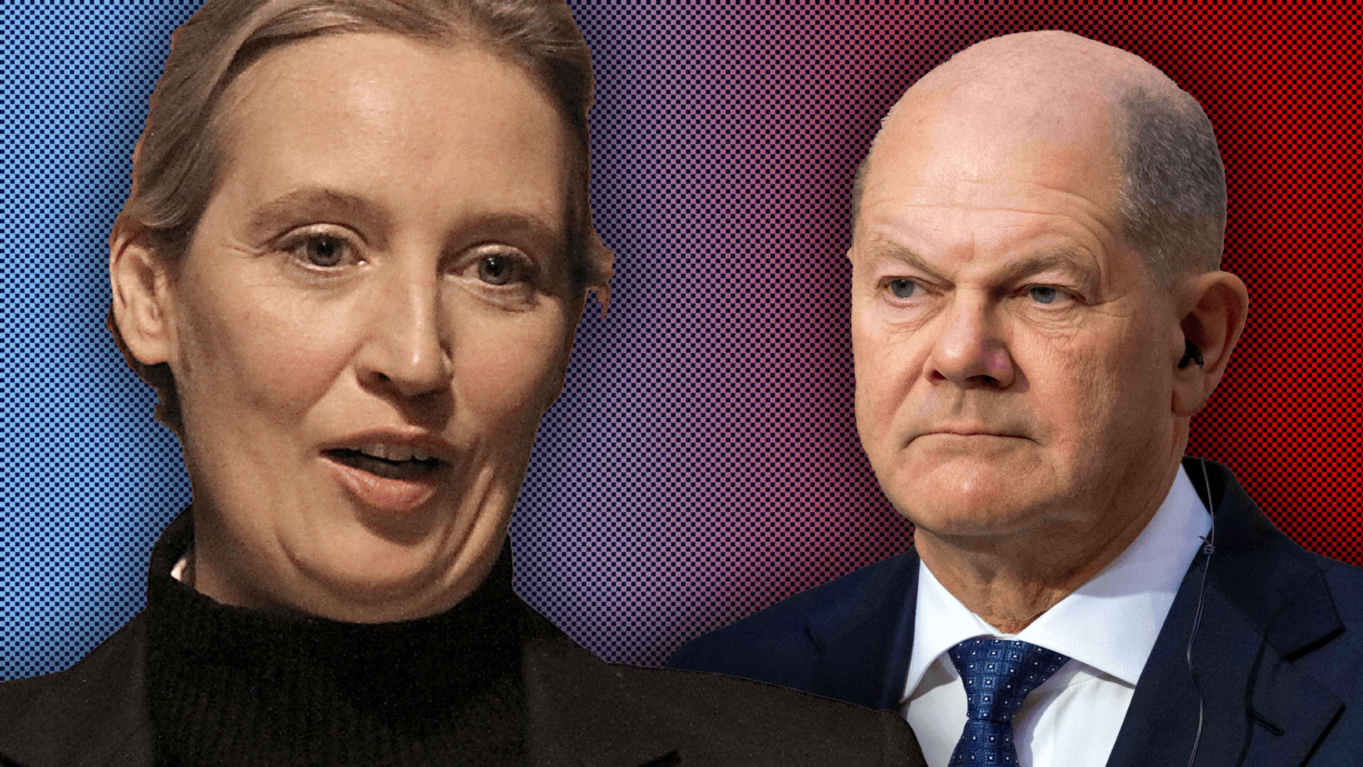 Möglicherweise bald Oppositionsführerin, potenziell nicht mehr lange Kanzler: Alice Weidel (l.) und Olaf Scholz.