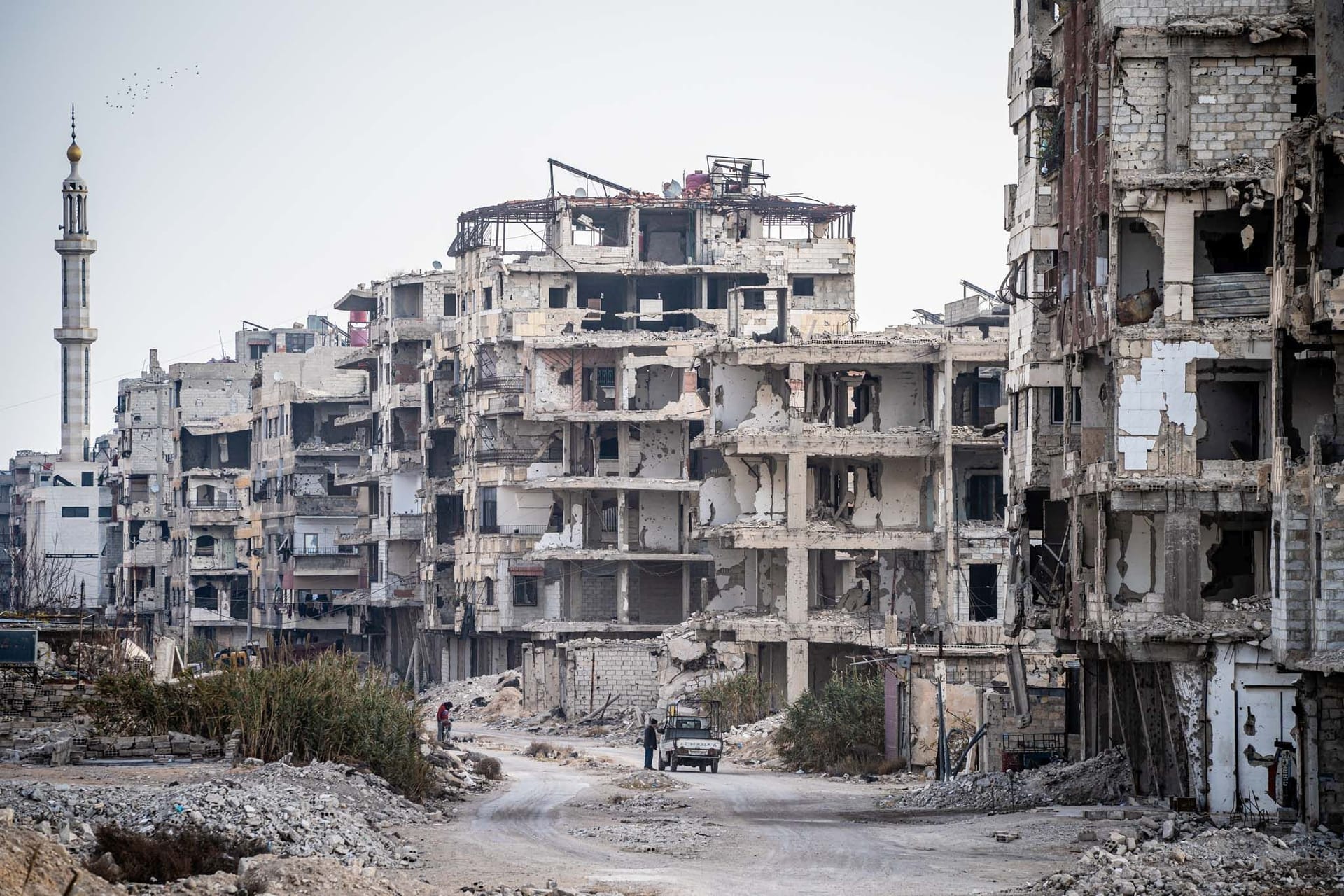 Zahlreiche syrische Stadtviertel sind vollkommen zerstört, wie hier in Homs.