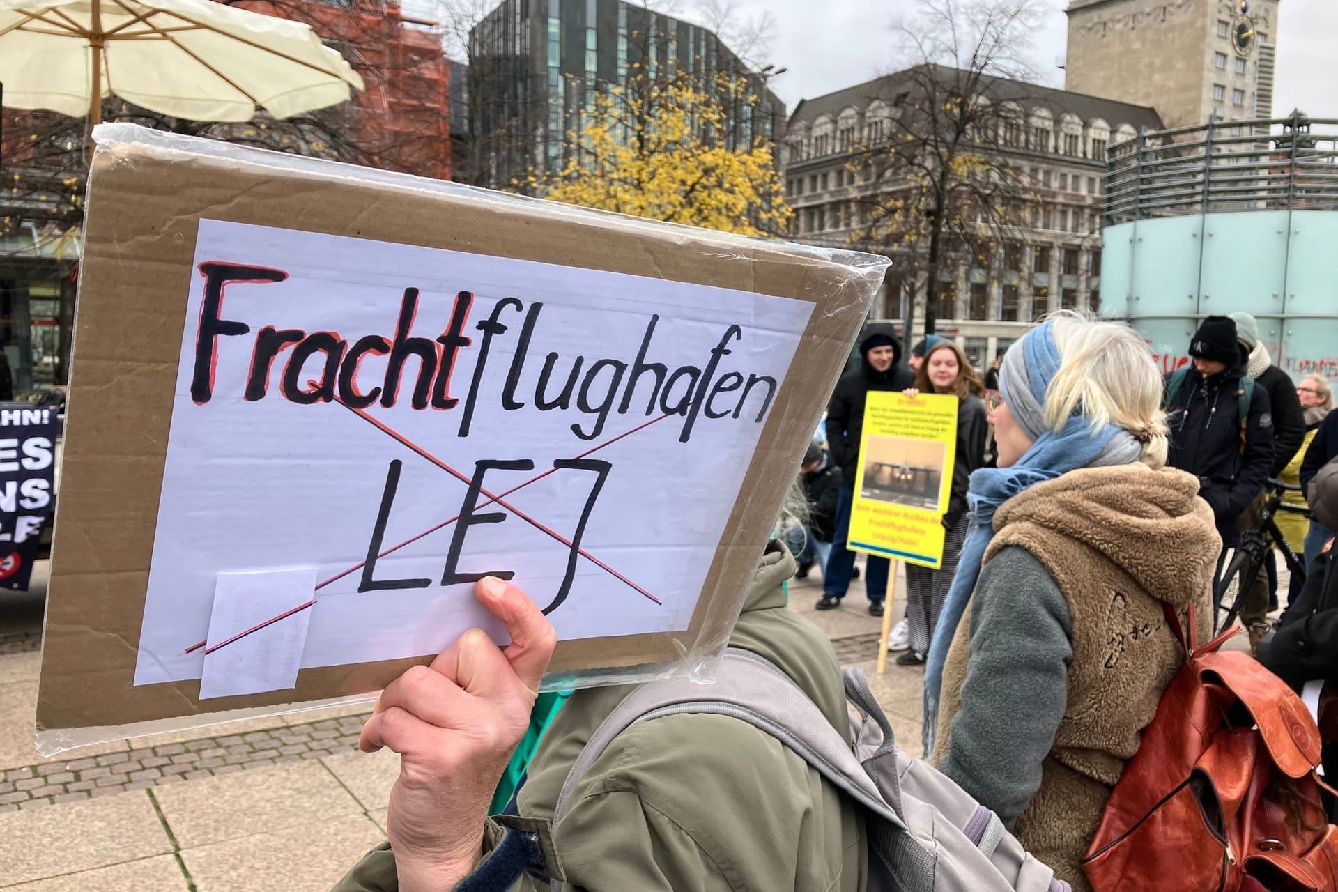 Protest gegen den Ausbau des Flughafens Leipzig-Halle