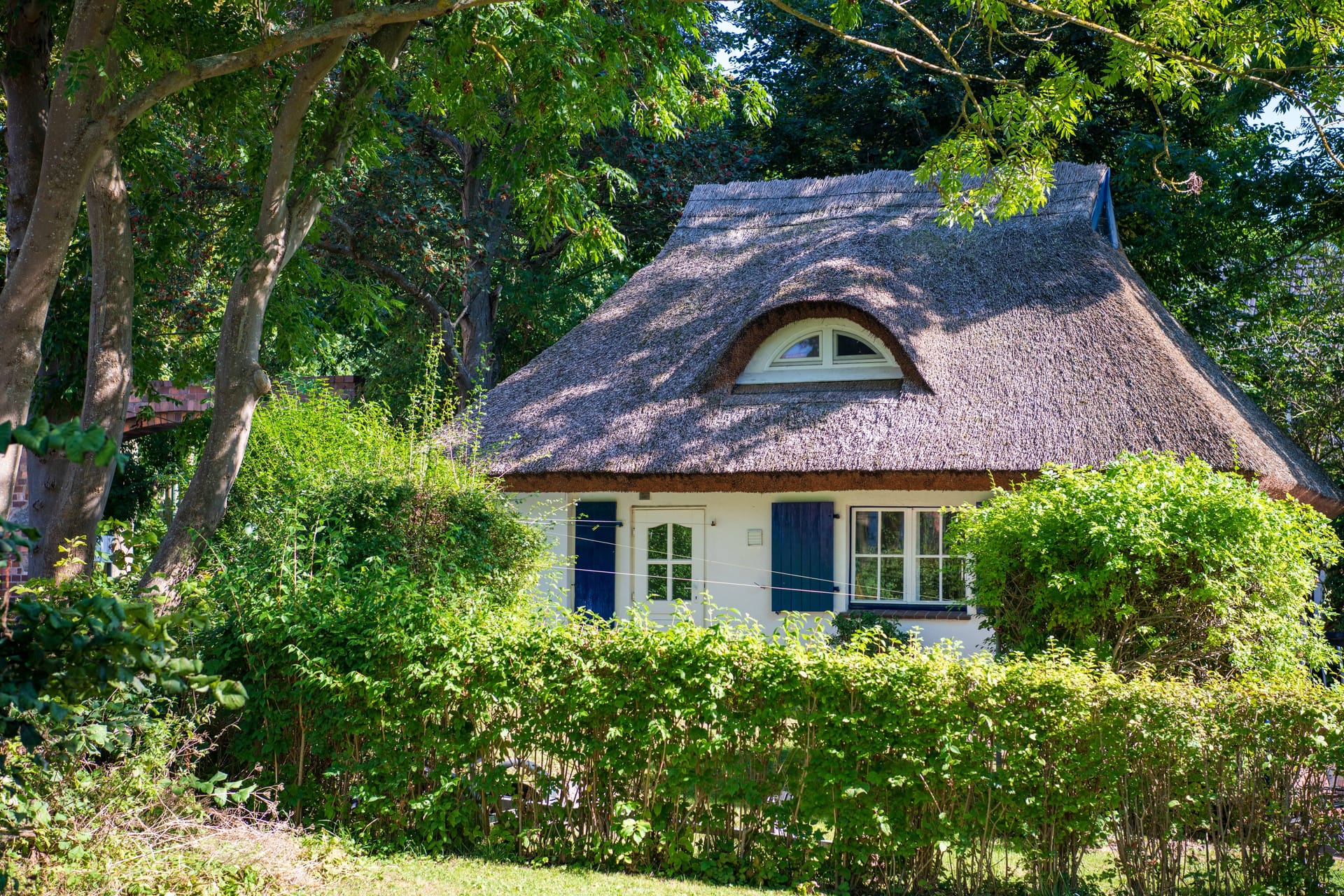 Reetgedeckt: Ein Ferienhaus auf der Ostseeinsel Hiddensee.