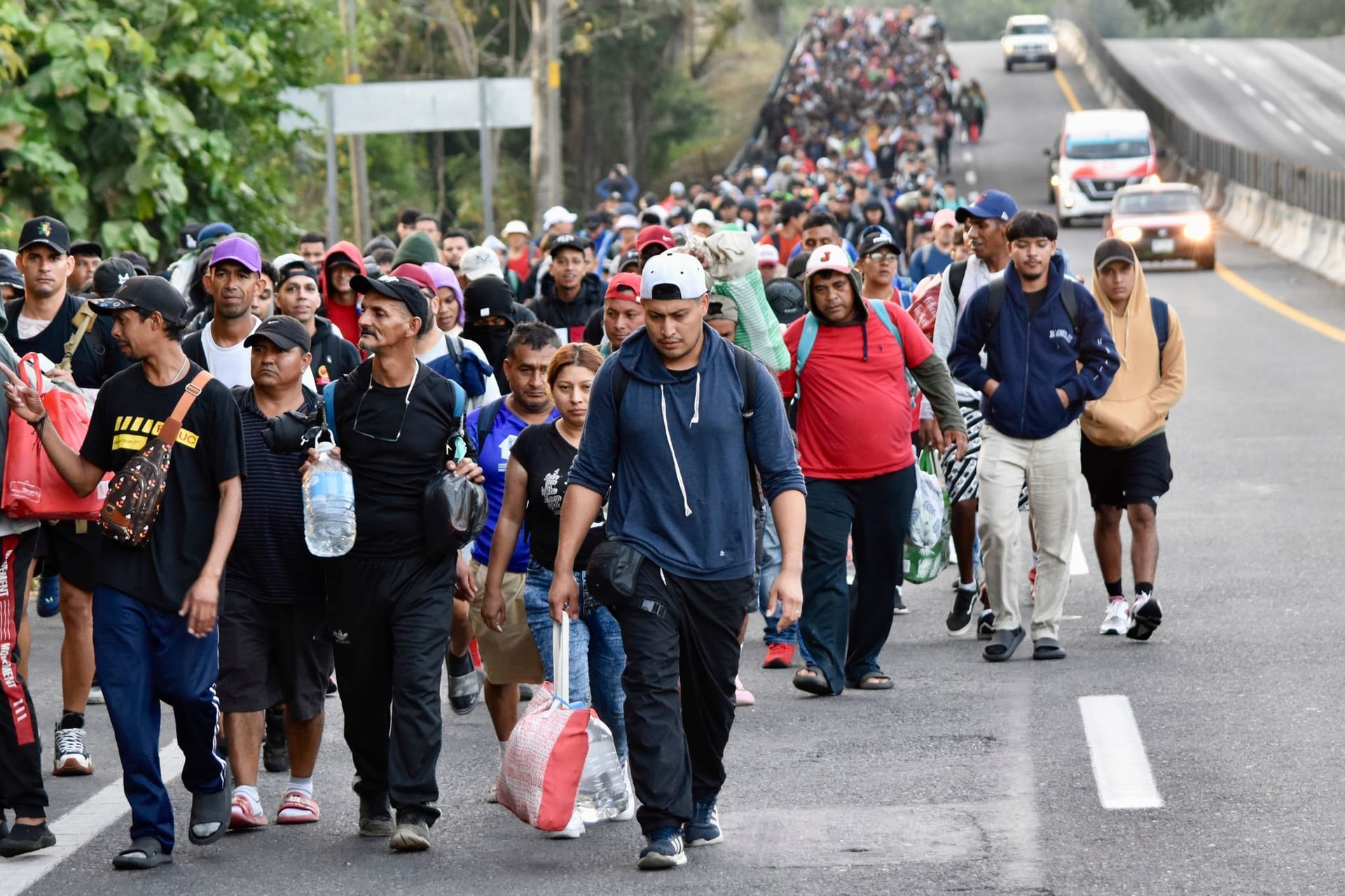 Mexiko, Tapachula: Migranten versuchen, die Grenze zu den USA zu erreichen.