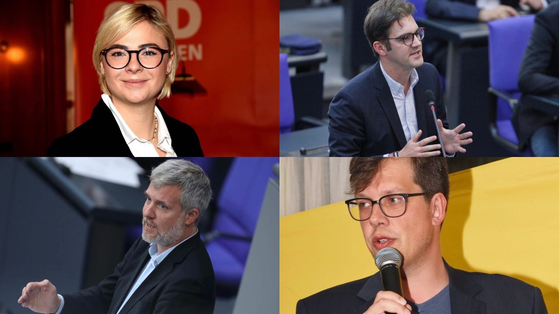 Die SPD-Kandidatin Seija Knorr-Köning, der CSU-Mann Stephan Pilsinger, der Grünen-Politiker Dieter Janecek und der FDP-Kandidat Lukas Köhler (von links oben nach rechts unten, Collage).