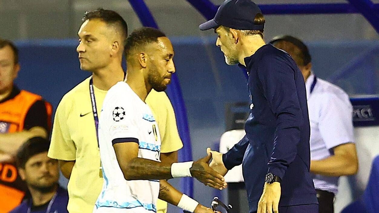 Pierre-Emerick Aubameyang und Thomas Tuchel beim sagenumwobenen Spiel in Zagreb.