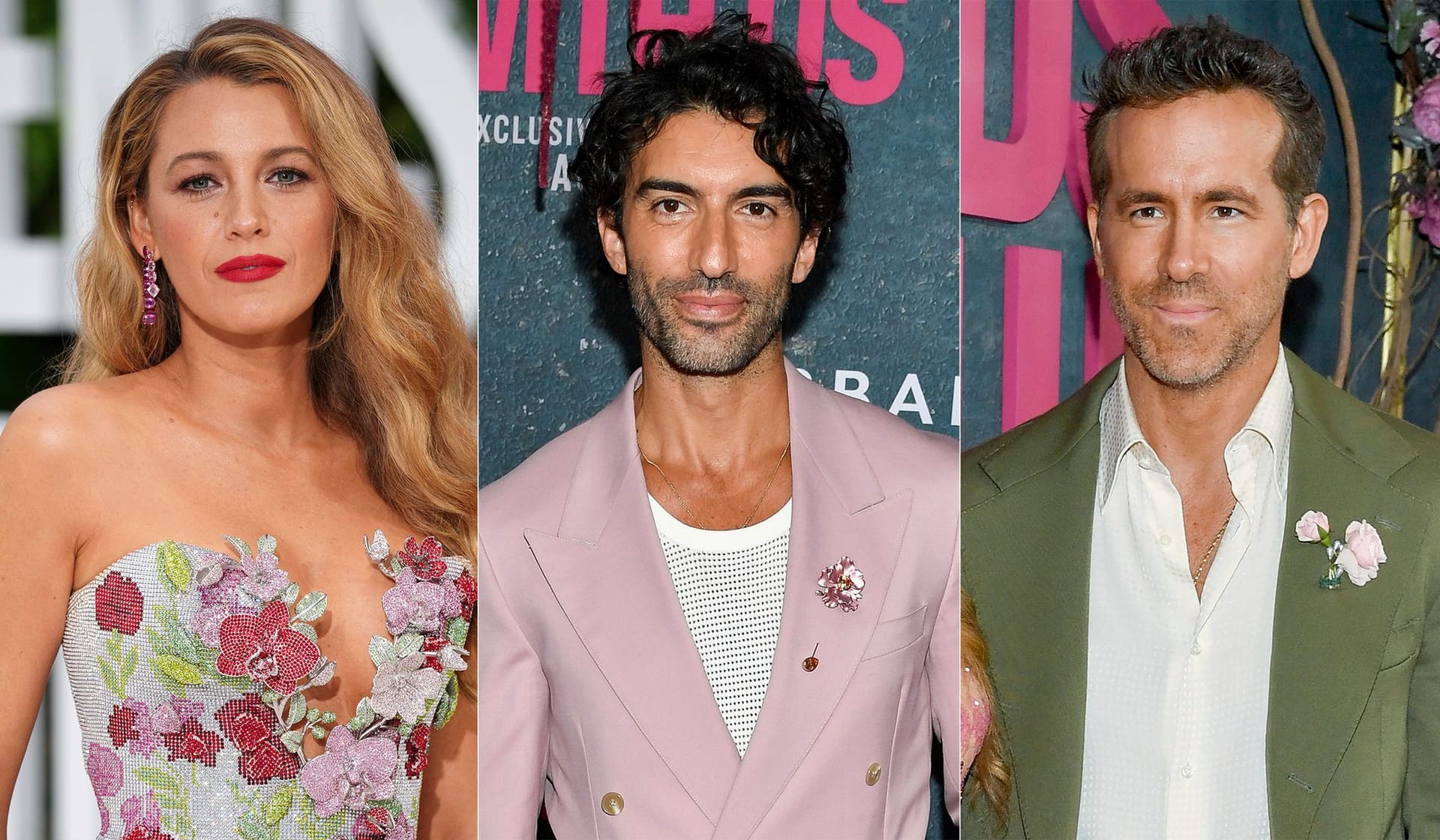 "It 'Ends With Us": Justin Baldoni, umrahmt von Blake Lively und Ryan Reynolds.