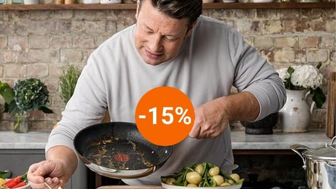 Zum Black-Friday-Preis: Bei Amazon ist das Tefal-Pfannenset von Jamie Oliver auf unter 90 Euro reduziert.