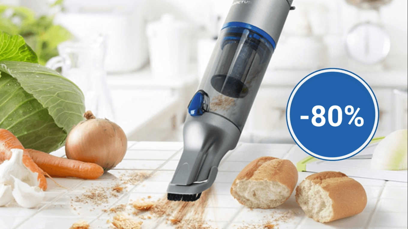 Angebot bei Aldi: Der Akku-Handstaubsauger von Genius Invictus ist ideal für Krümel, Staub und Co.