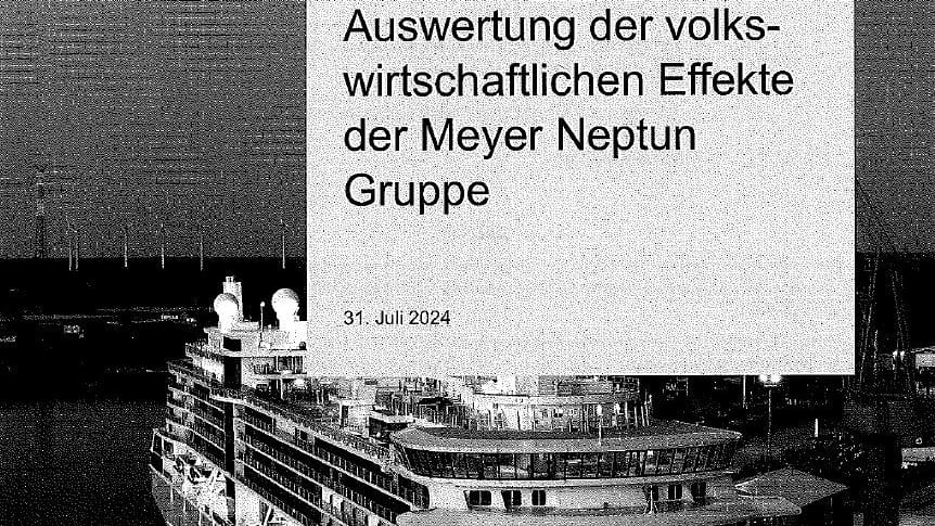 Deckblatt eines Gutachtens, das von der Meyer Werft in Auftrag gegeben wurde: Es sollte die Verhandlungen mit dem deutschen Staat vorbereiten.